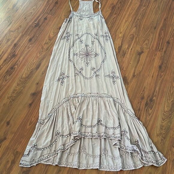 Gorgeous maxi dress rayon embroidered Indian style one size lavender dusty Rose - Picture 1 of 6